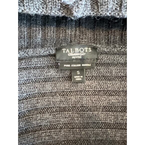 Talbots Open Front Merino Wool Ribbed Cardigan Charcoal Women's SP - Picture 5 of 8